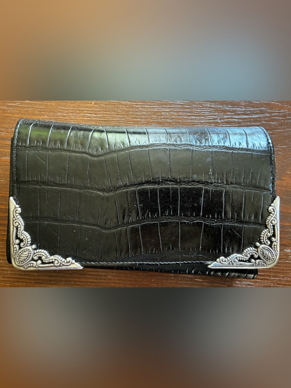 Brighton women’s Black Croc-Embossed Leather Wallet - Victorian
